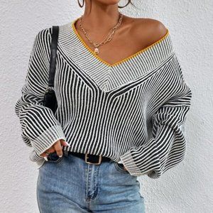 stripe Pattern Knit Sweater Top